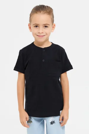 Boys Black Henley T-Shirt