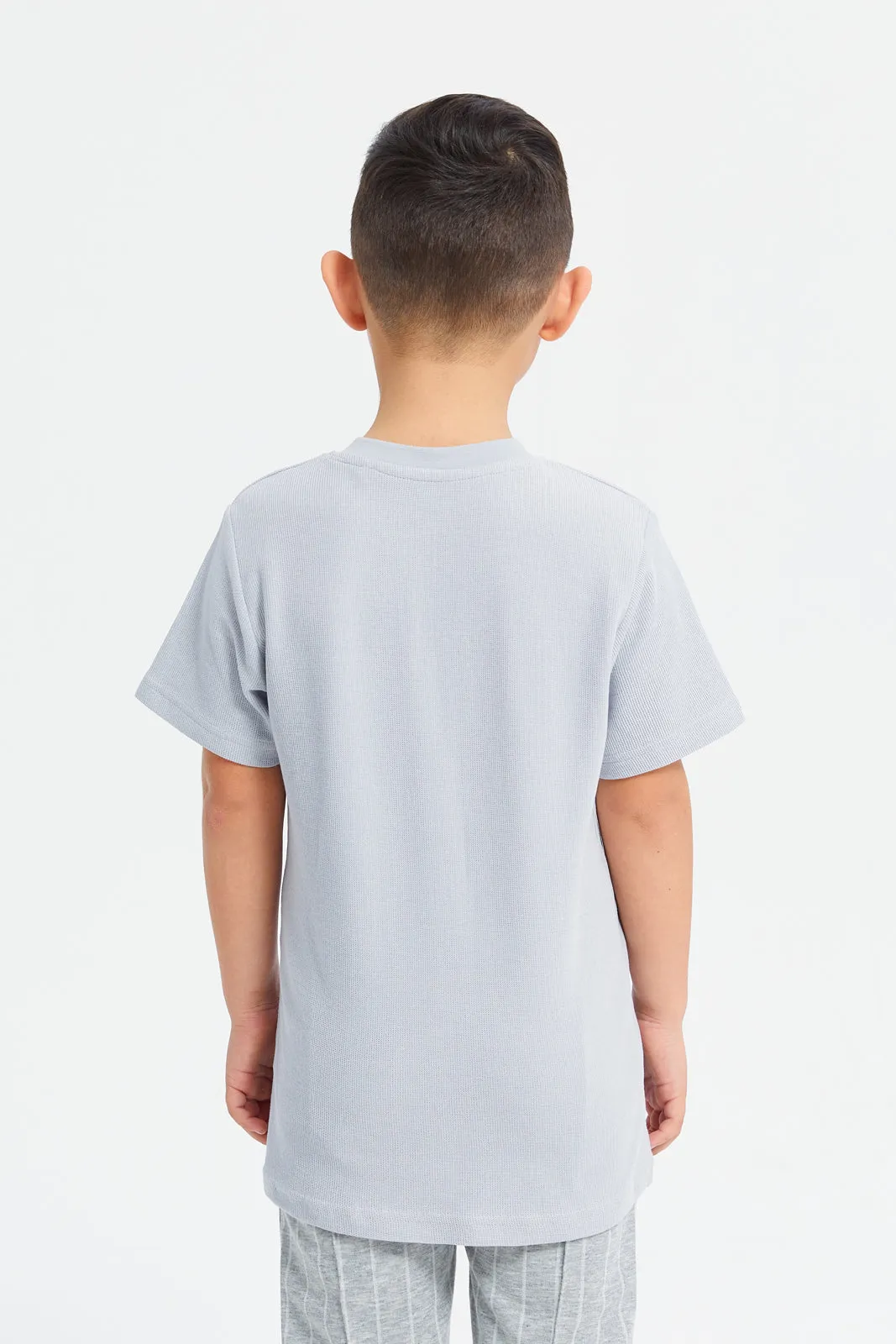 Boys Grey Henley Short Sleeve T-Shirt