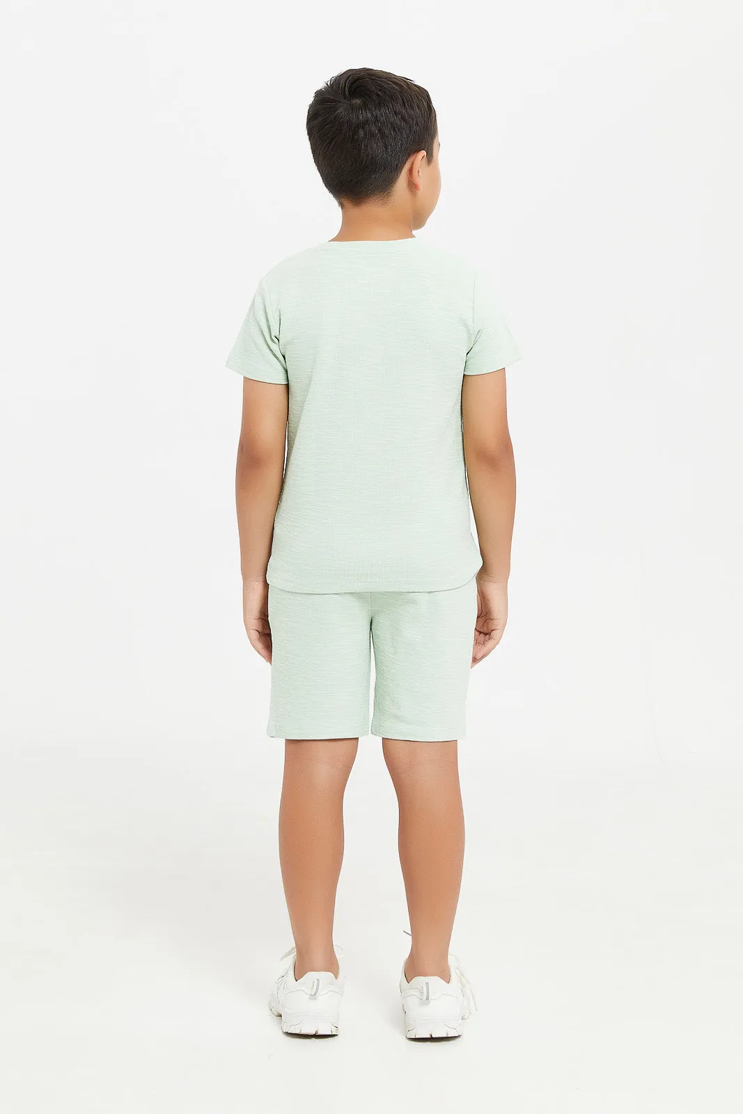 Boys Mint Henley T-Shirt And Shorts Set (2 Piece)