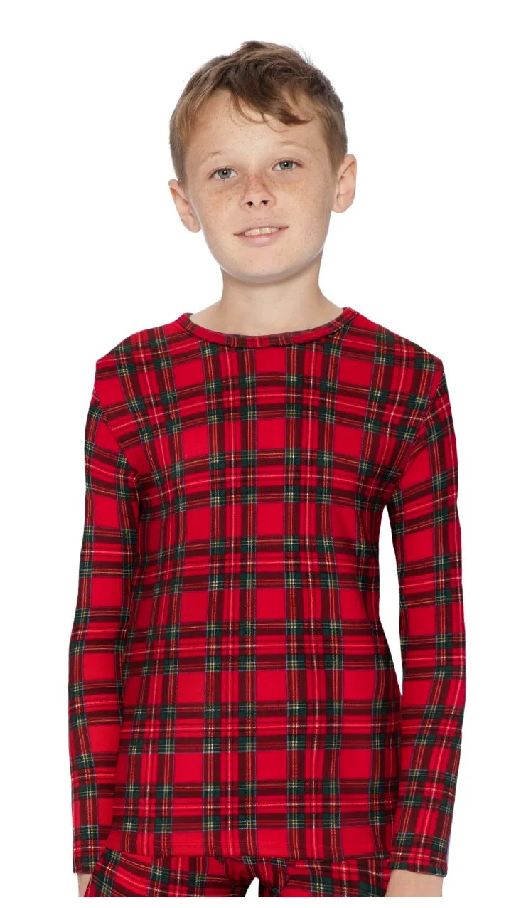 Boys Plaid Series Thermal Top