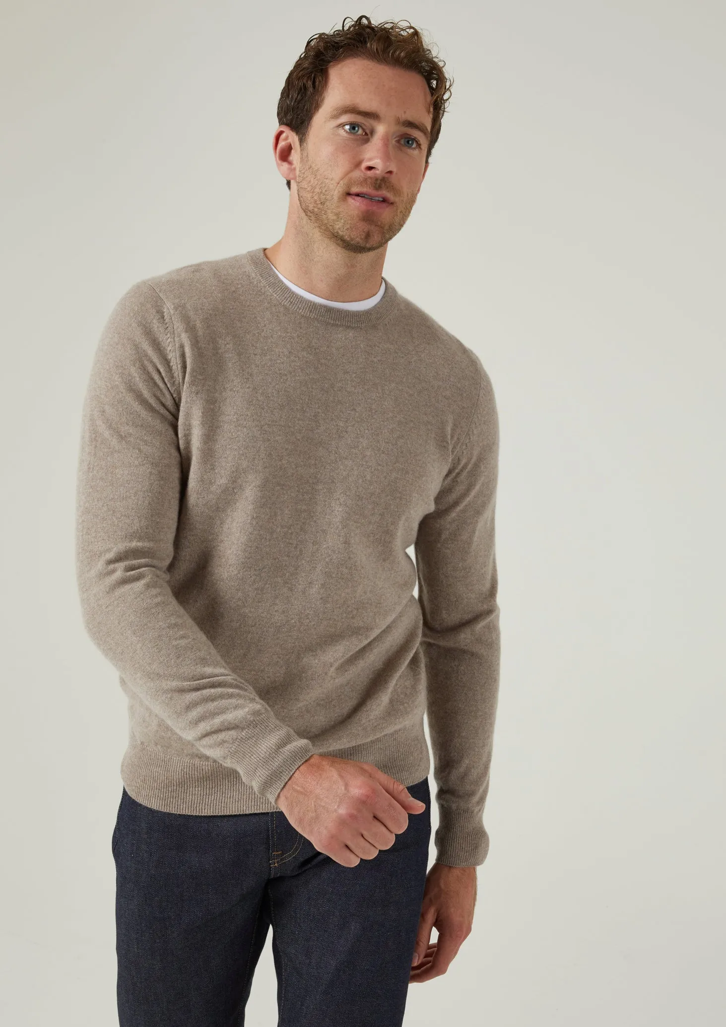 Brisbane Geelong Wool Jumper in Mushroom - Regular Fit