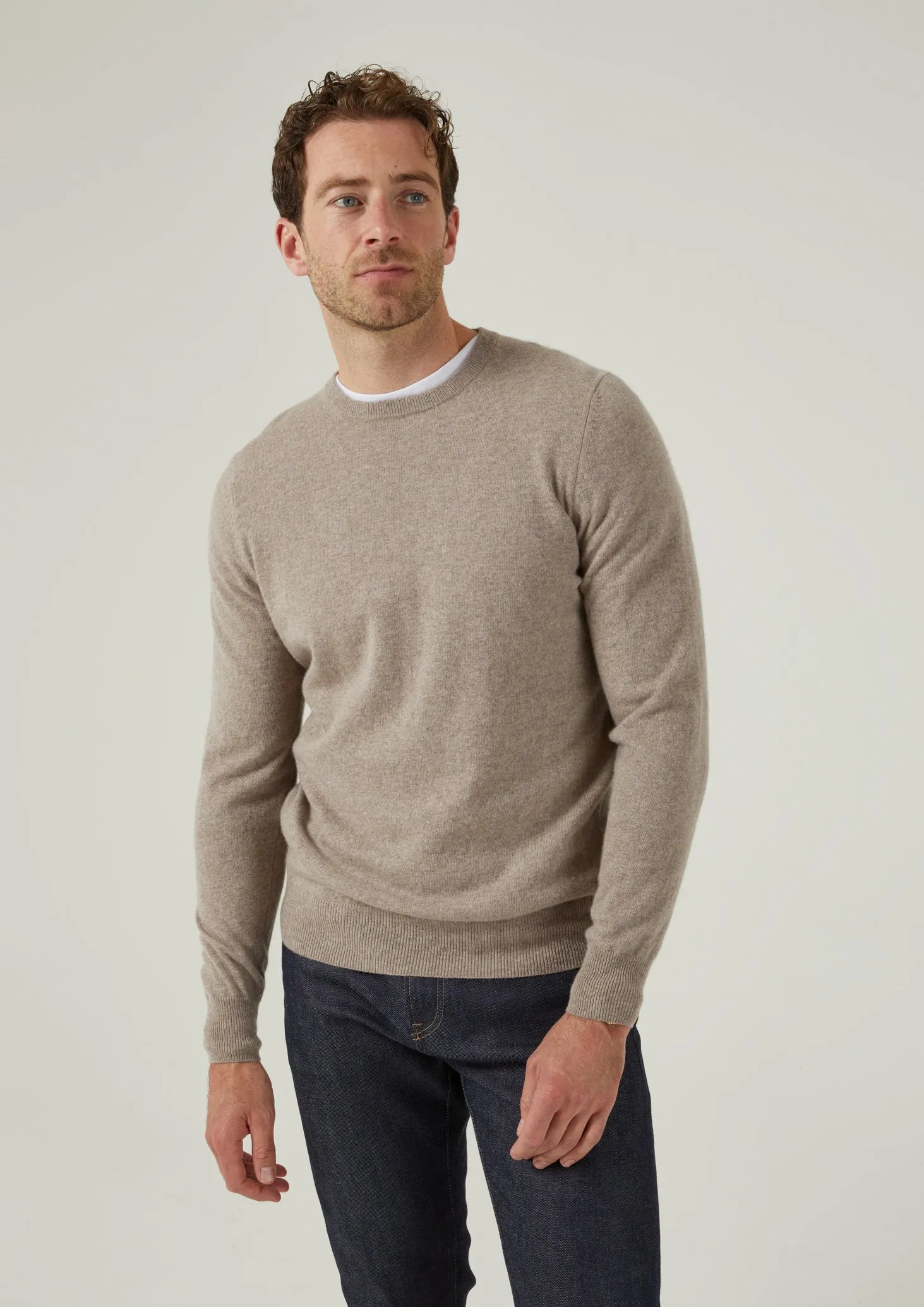 Brisbane Geelong Wool Jumper in Mushroom - Regular Fit