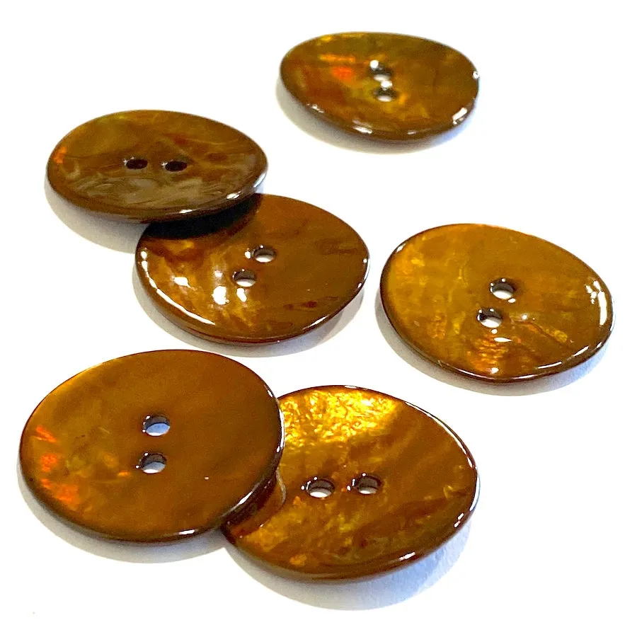 Brown 7/8" Shiny Agoya Shell 2-Hole Button  #1240