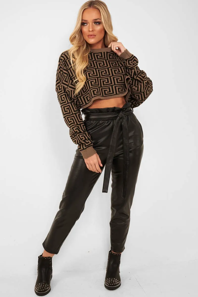 Brown Aztec Print Batwing Jumper - Adree