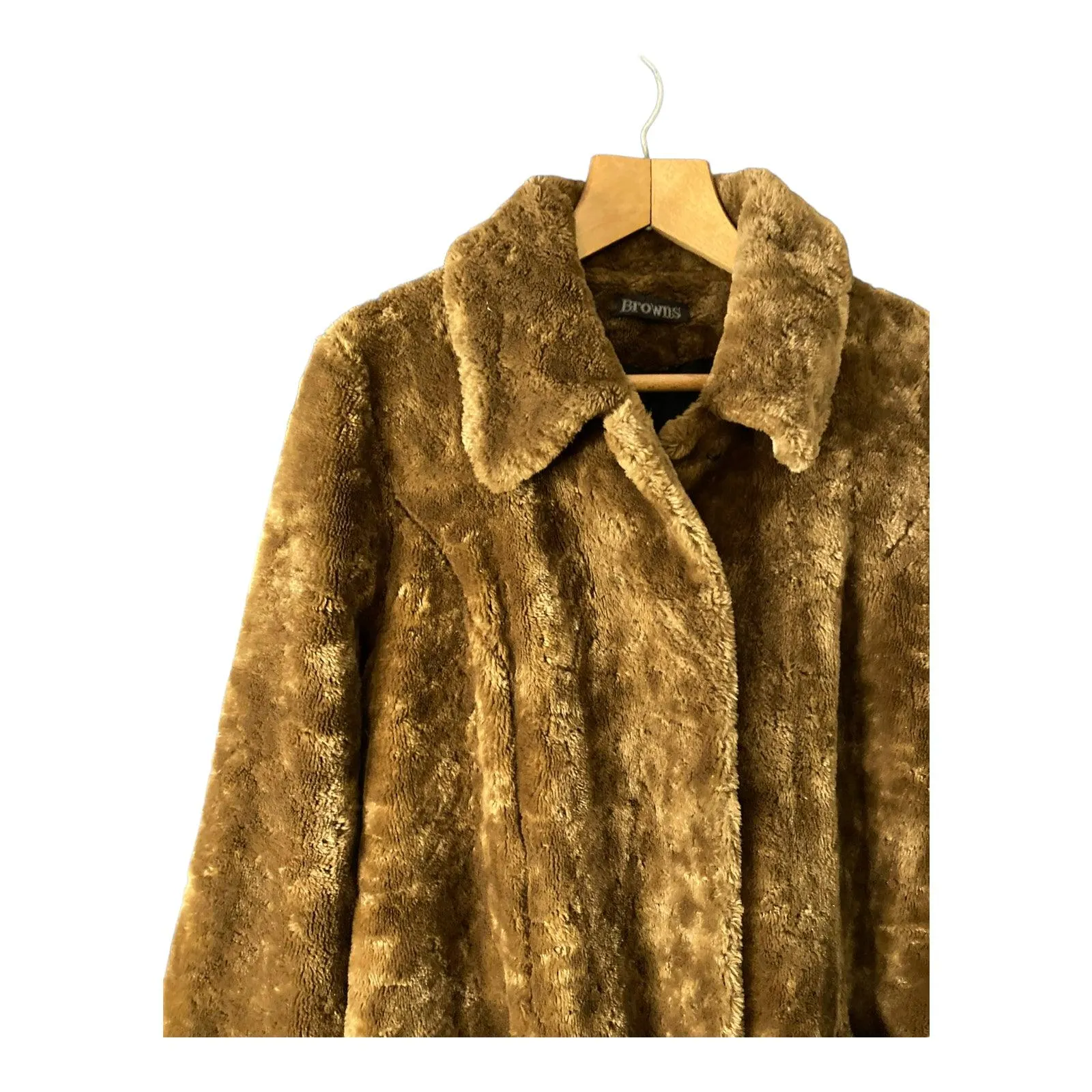 Browns Faux Fur Caramel Long Sleeved Coat UK Size 16