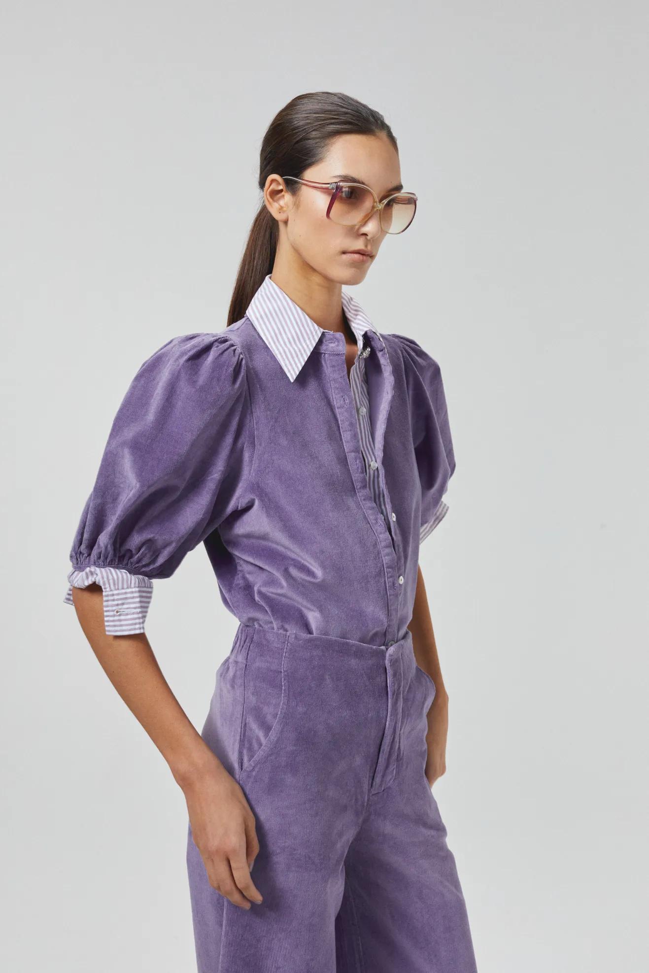 Bubble Corduroy Shirt - Lilac