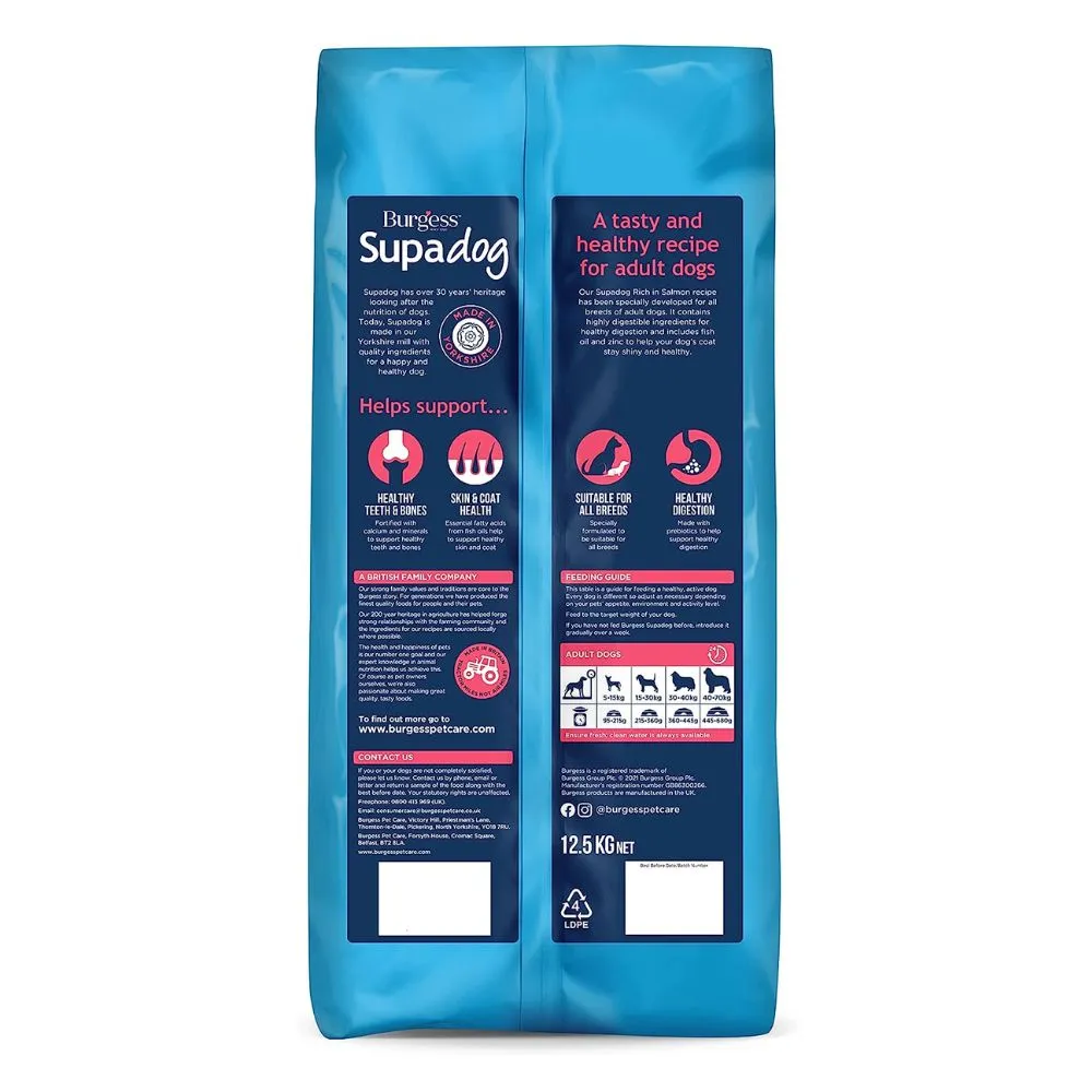 Burgess Supadog Adult Rich in Salmon Dog Food 12.5kg