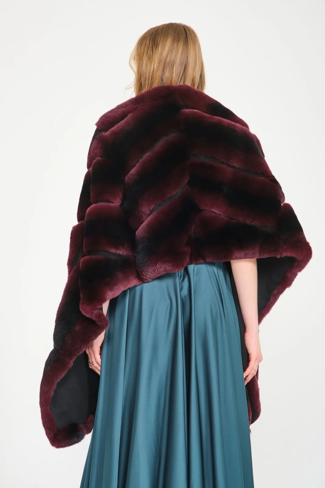 Burgundy Rex Fur Shawl