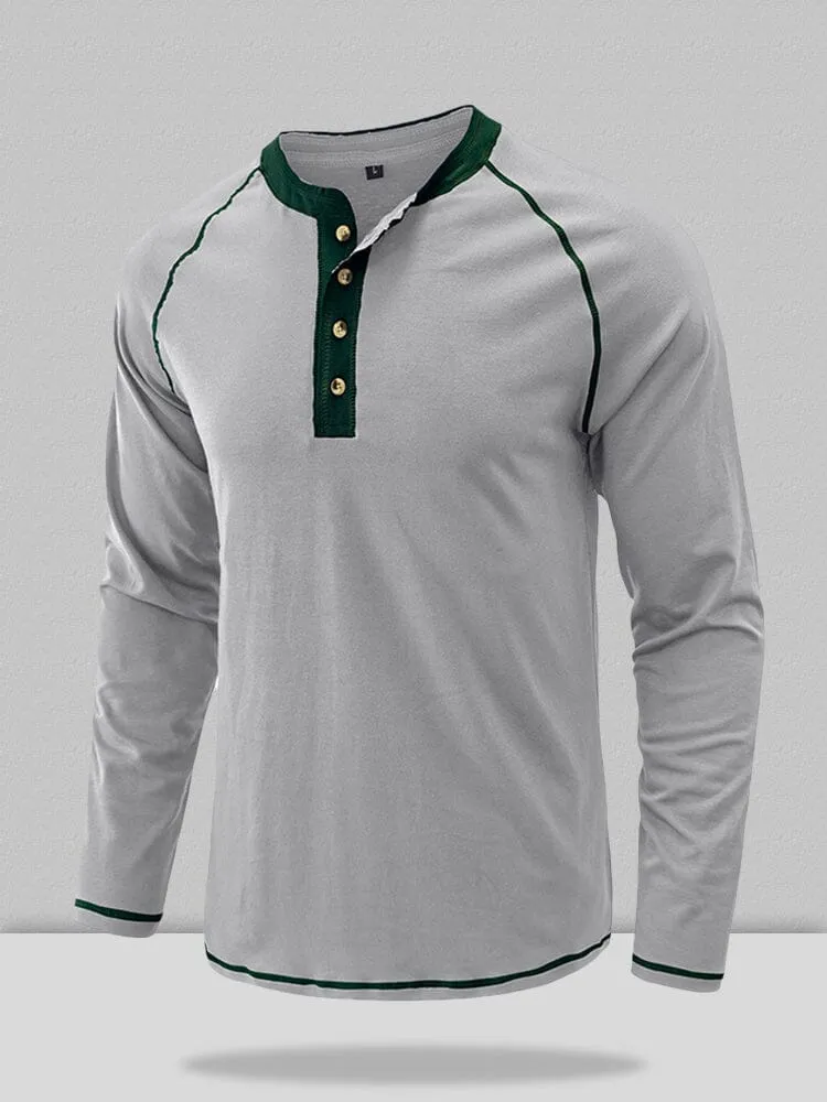 Button Down Long Sleeve Henley Shirt