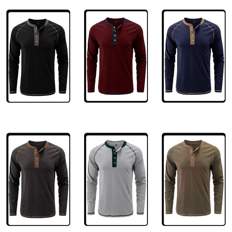 Button Down Long Sleeve Henley Shirt