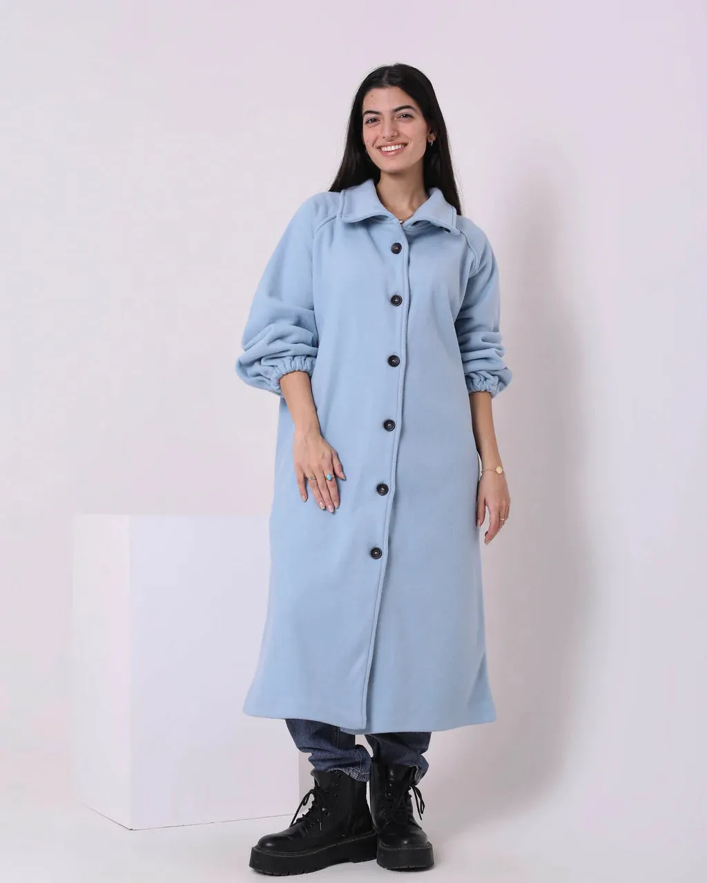 Buttons Long Coat (W718) - Just4Women