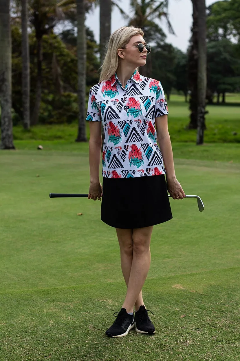 CA Ladies Funky Golf Shirt | Geometric Watermelons