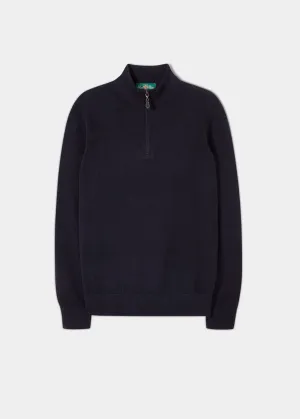 Cairns Geelong Wool 1/4 Zip Jumper in Dark Navy - Regular Fit