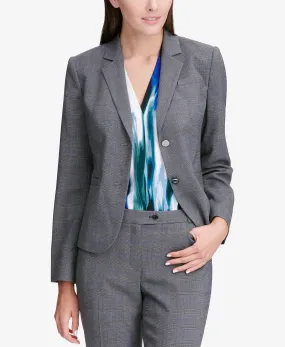 Calvin Klein Women's Glen Plaid Two-Button Jacket Gray Size 10