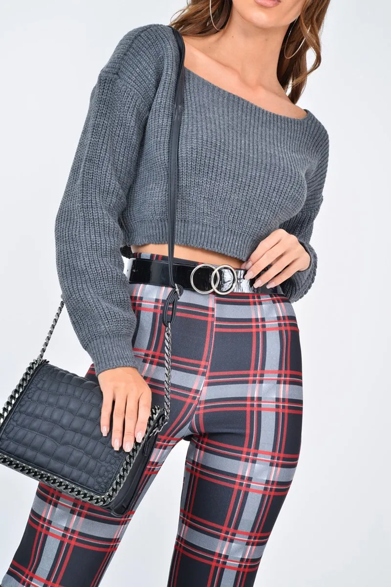 Charcoal Chunky Knit Cropped Jumper - Jasmin