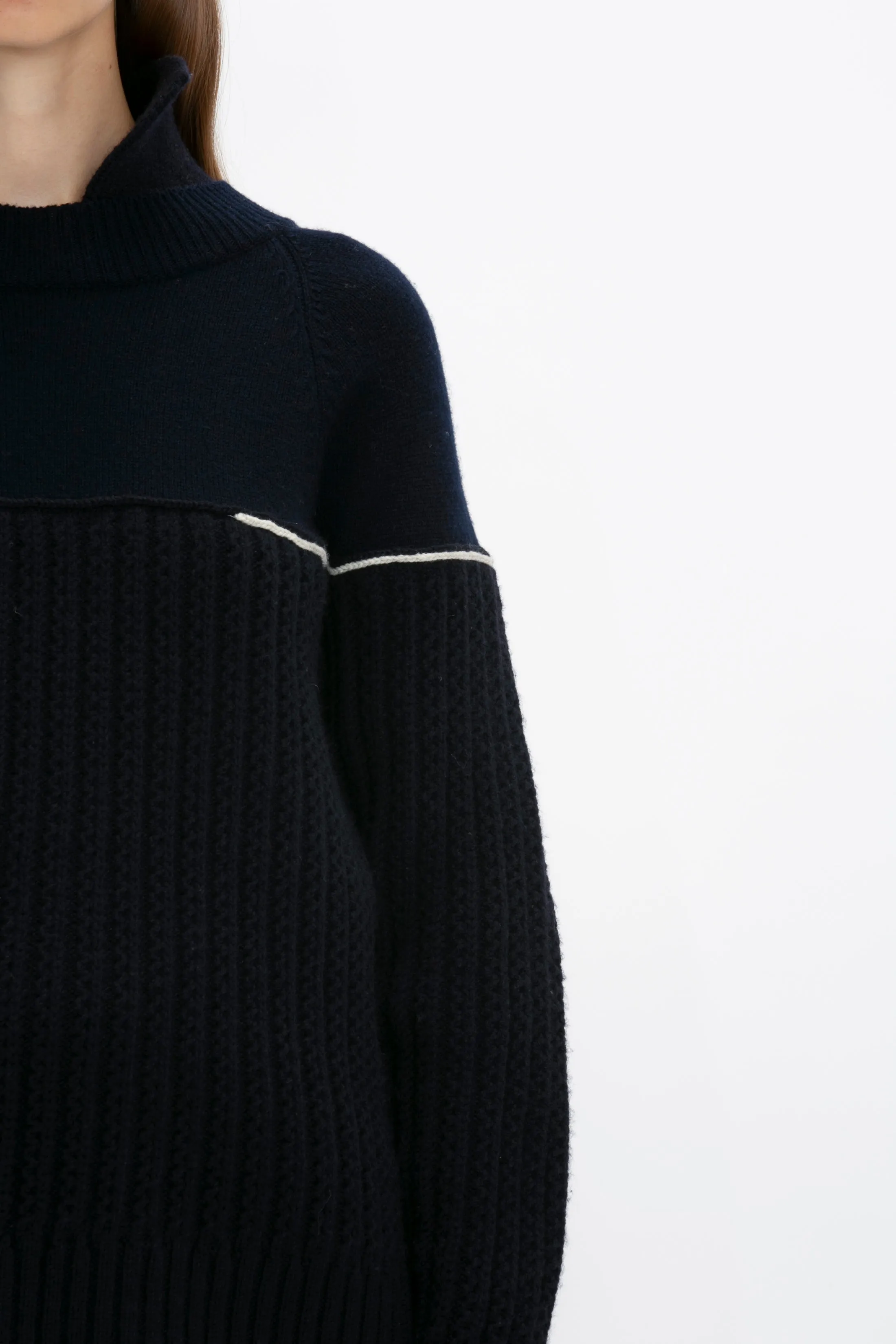 Collar Detail Jumper In Navy