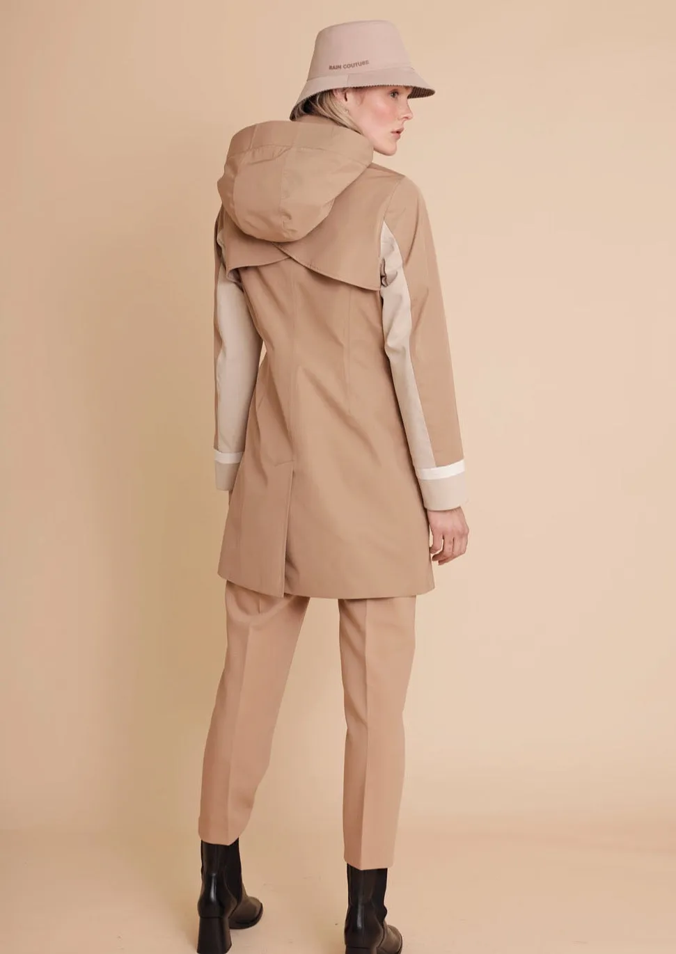 Color Block Coat - Camel-Beige