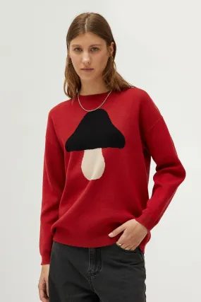 Compañia Fantastica - Red Knitted Mushroom Jumper