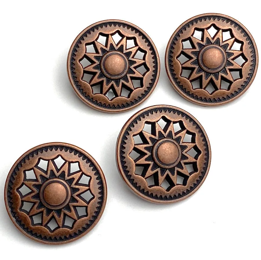 Copper Stars, Kites   Gears Cut-Out Button, Smaller Size 5/8" / 18mm  #SWC-132