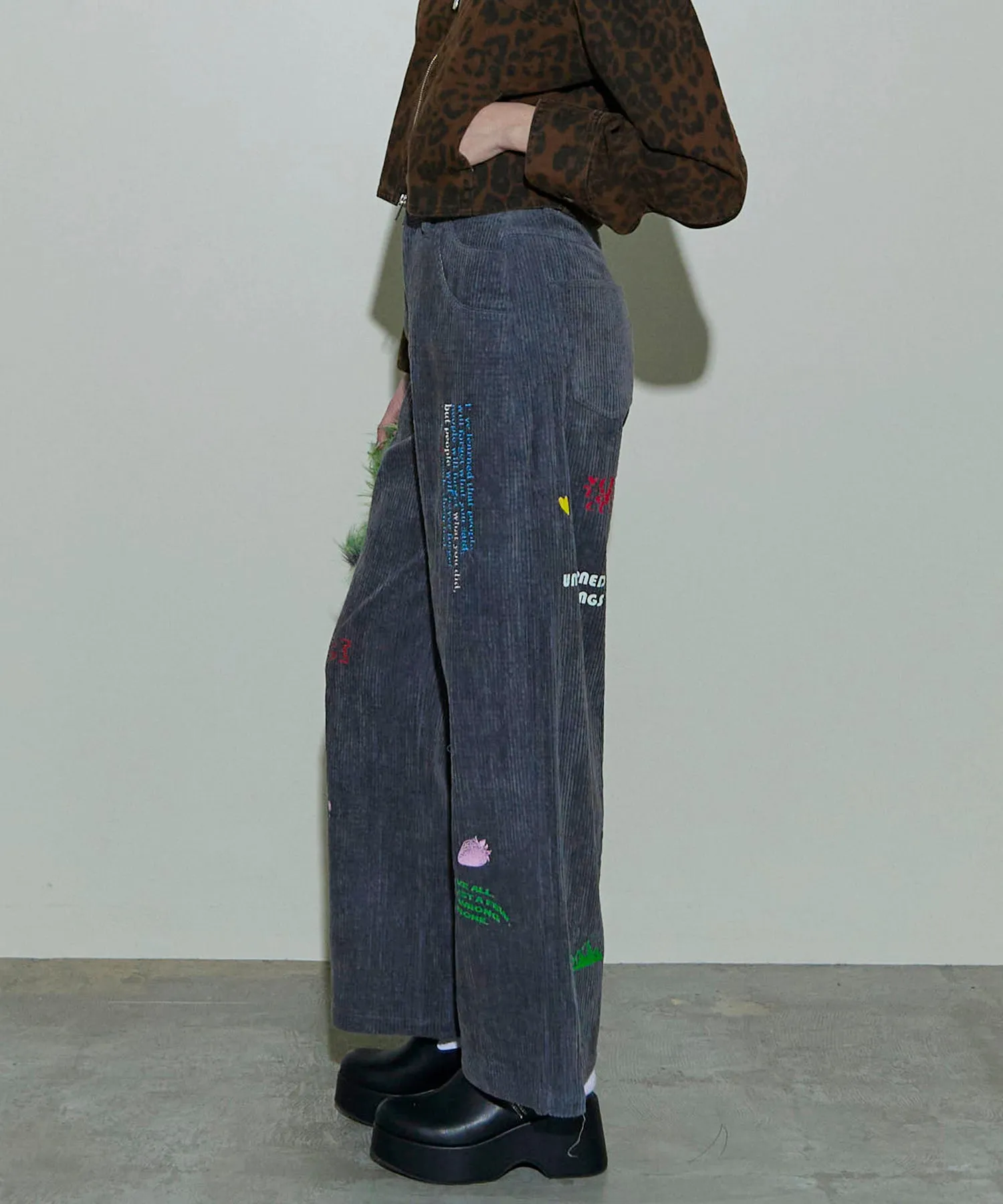 Corduroy Early Romance Graphic Pants