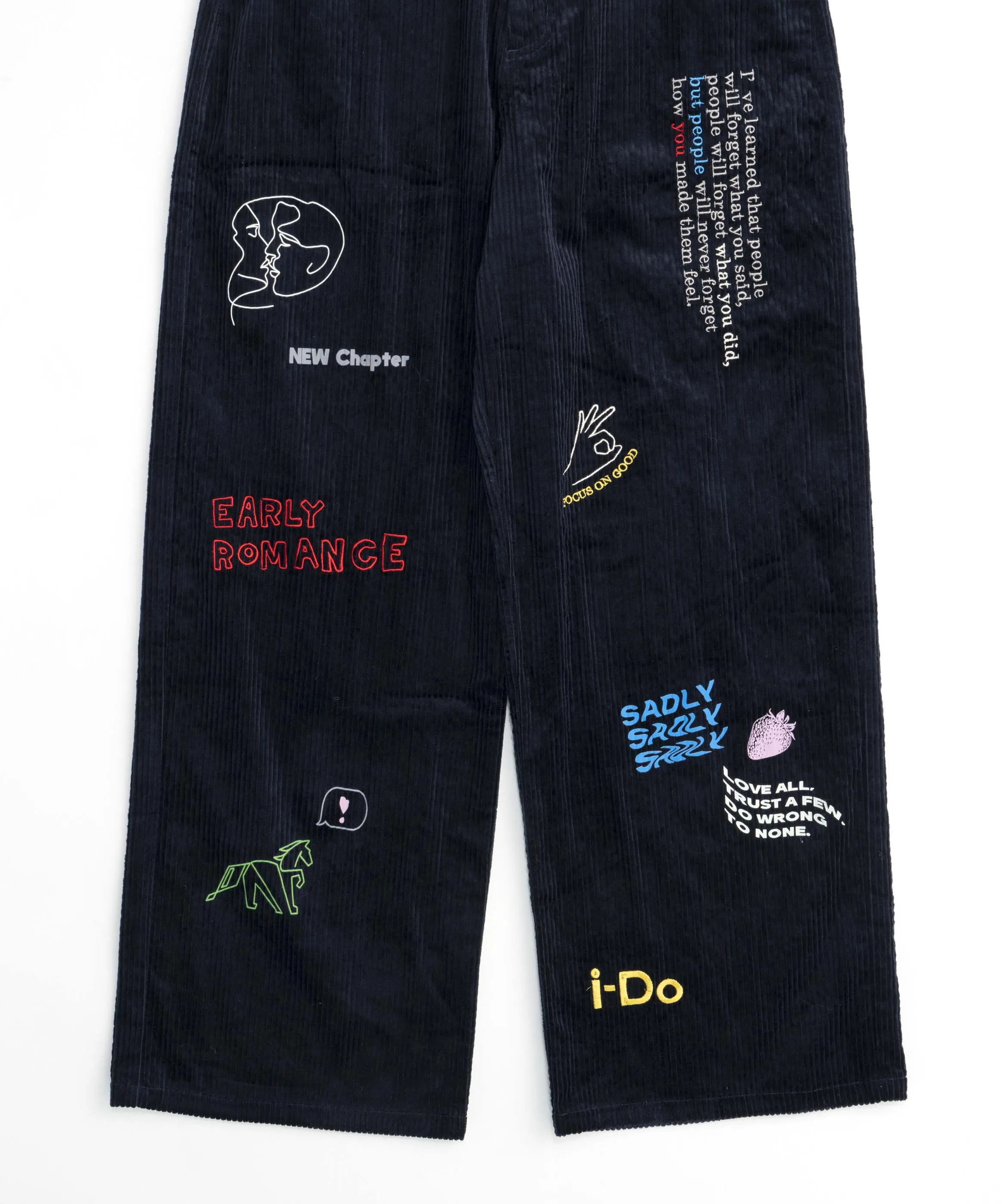 Corduroy Early Romance Graphic Pants