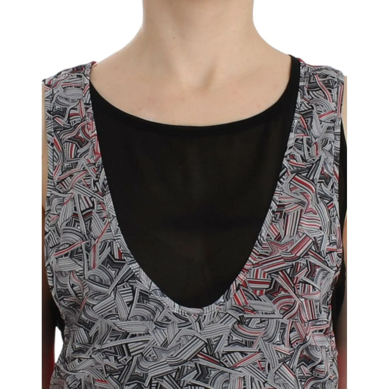 Costume National Elegant Sleeveless Black & Red Top