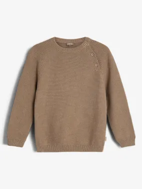 Cotton Knit Jumper - Kids - Beige Melange