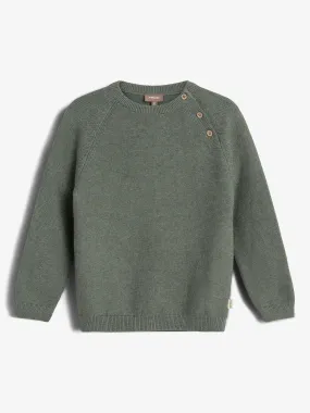 Cotton Knit Jumper - Kids - Green Melange