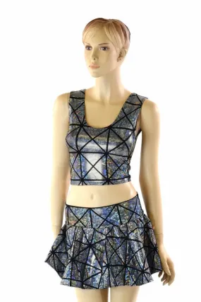 Cracked Tiles Crop & Skirt Set