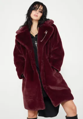 Creature Oversized Fur Coat - Plum