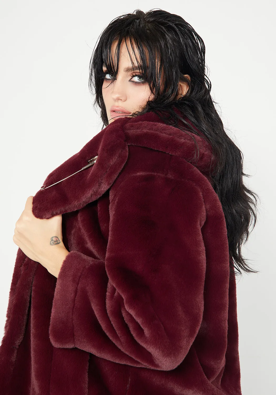 Creature Oversized Fur Coat - Plum