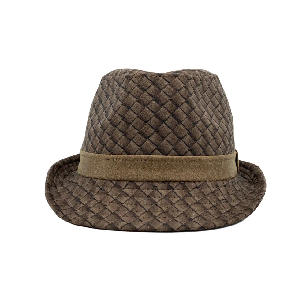 Criss-Cross Pattern Fedora Hat Classic Trilby Short Brim Cap LD61543