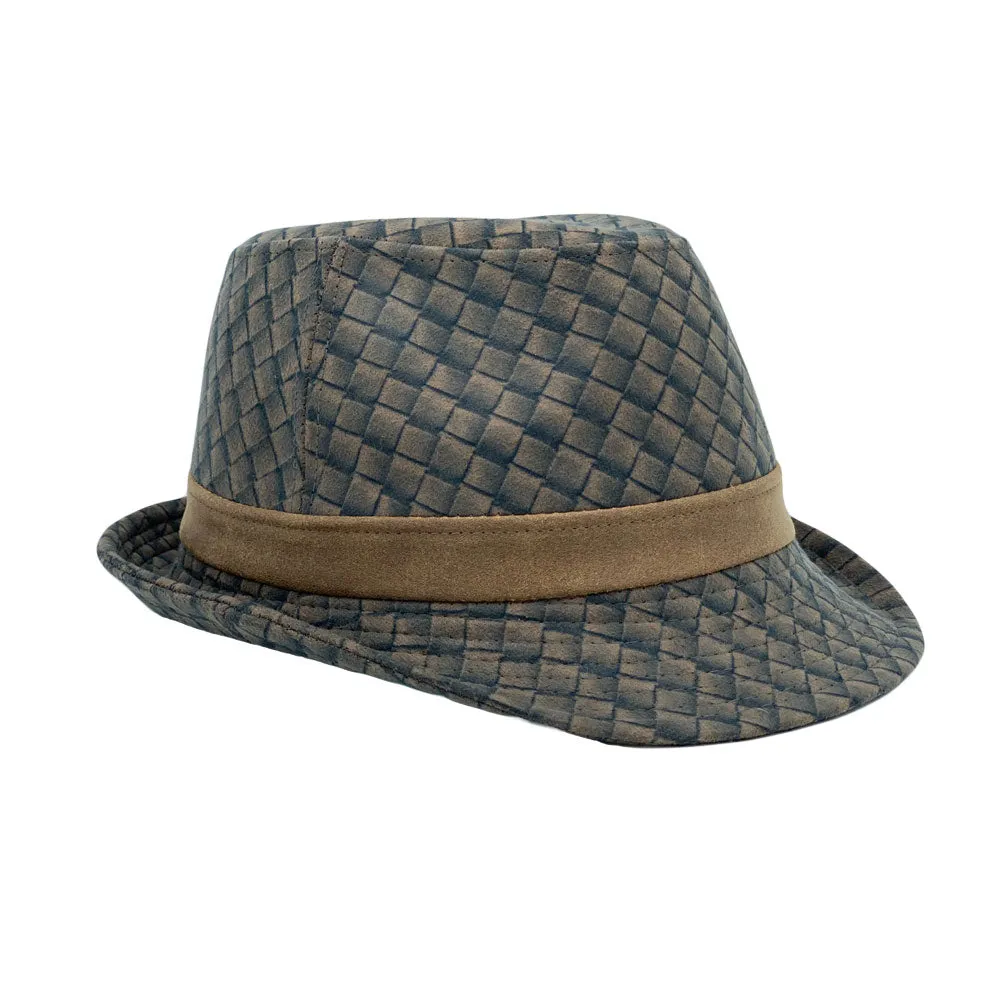 Criss-Cross Pattern Fedora Hat Classic Trilby Short Brim Cap LD61543