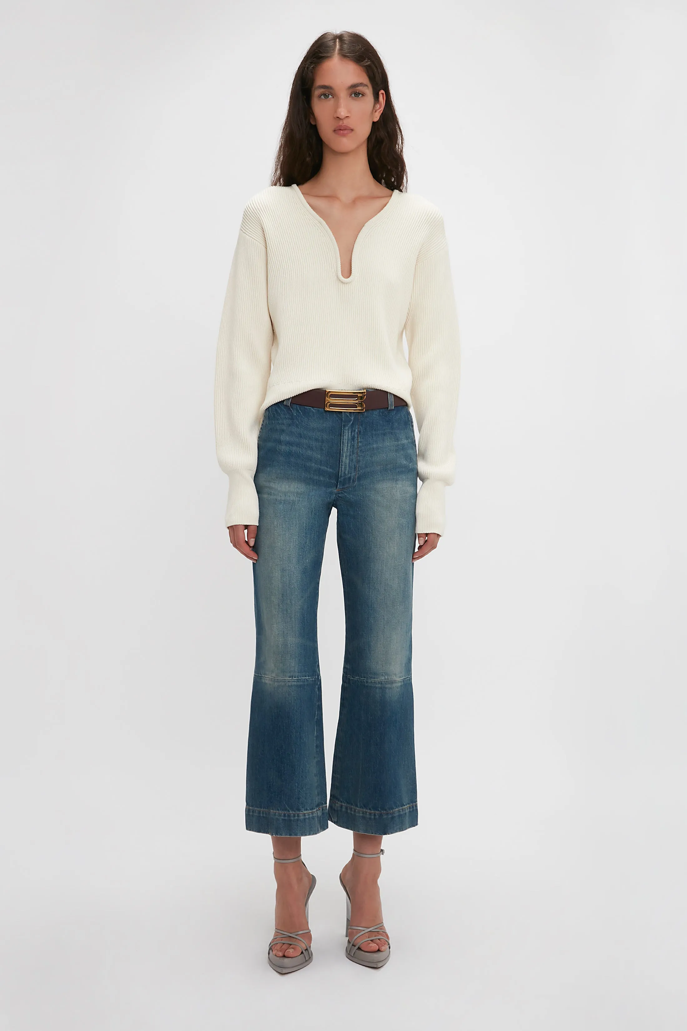 Cropped Kick Jean In Indigrey Wash