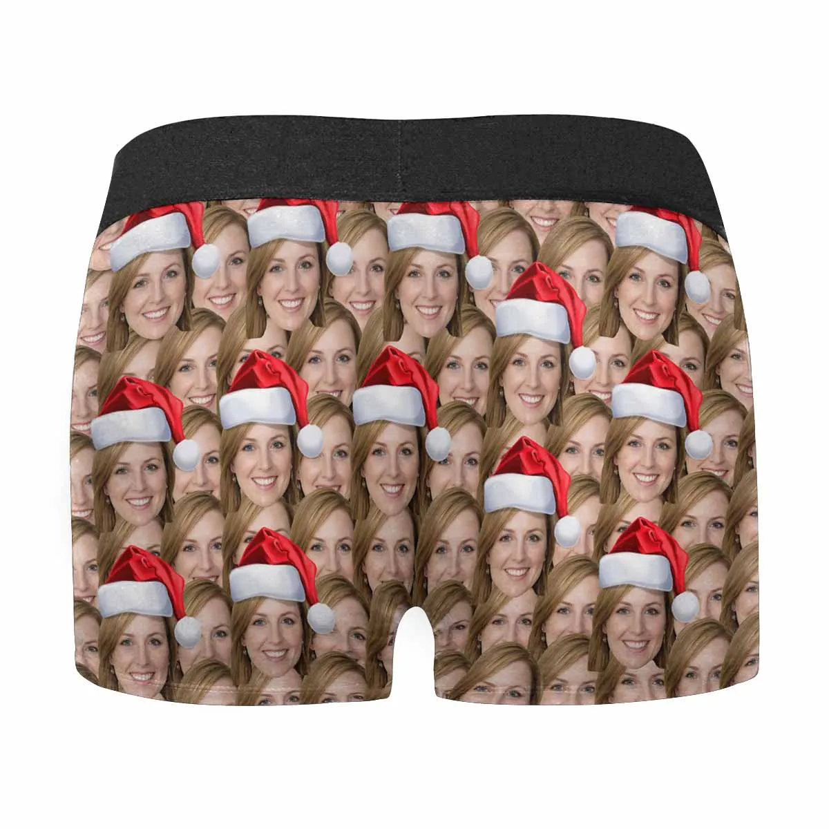 Custom Face Christmas Hat Men's Boxer Briefs Print Your Own Personalized Underwear For Valentine's Day Gift