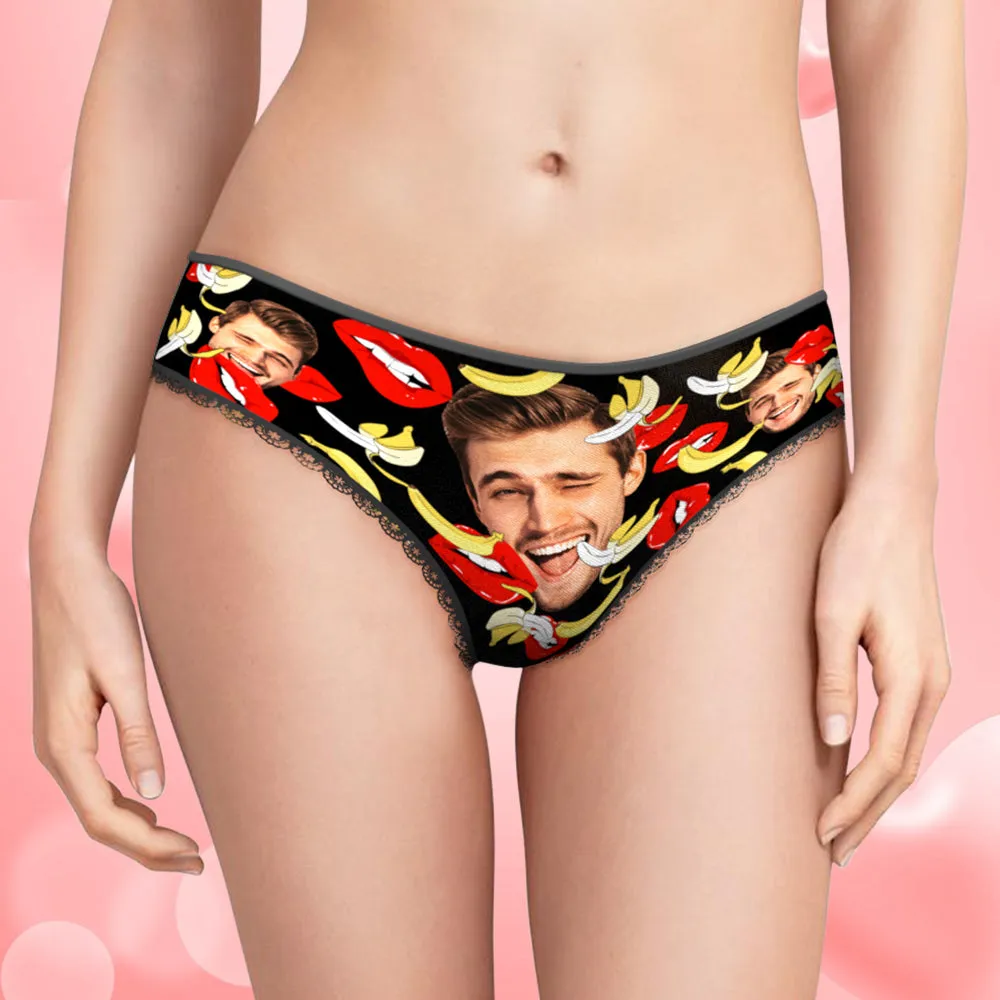 Custom Face Underwear Personalised Eat Banana Boxer Briefs and Panties Valentine's Day Gifts for Couple