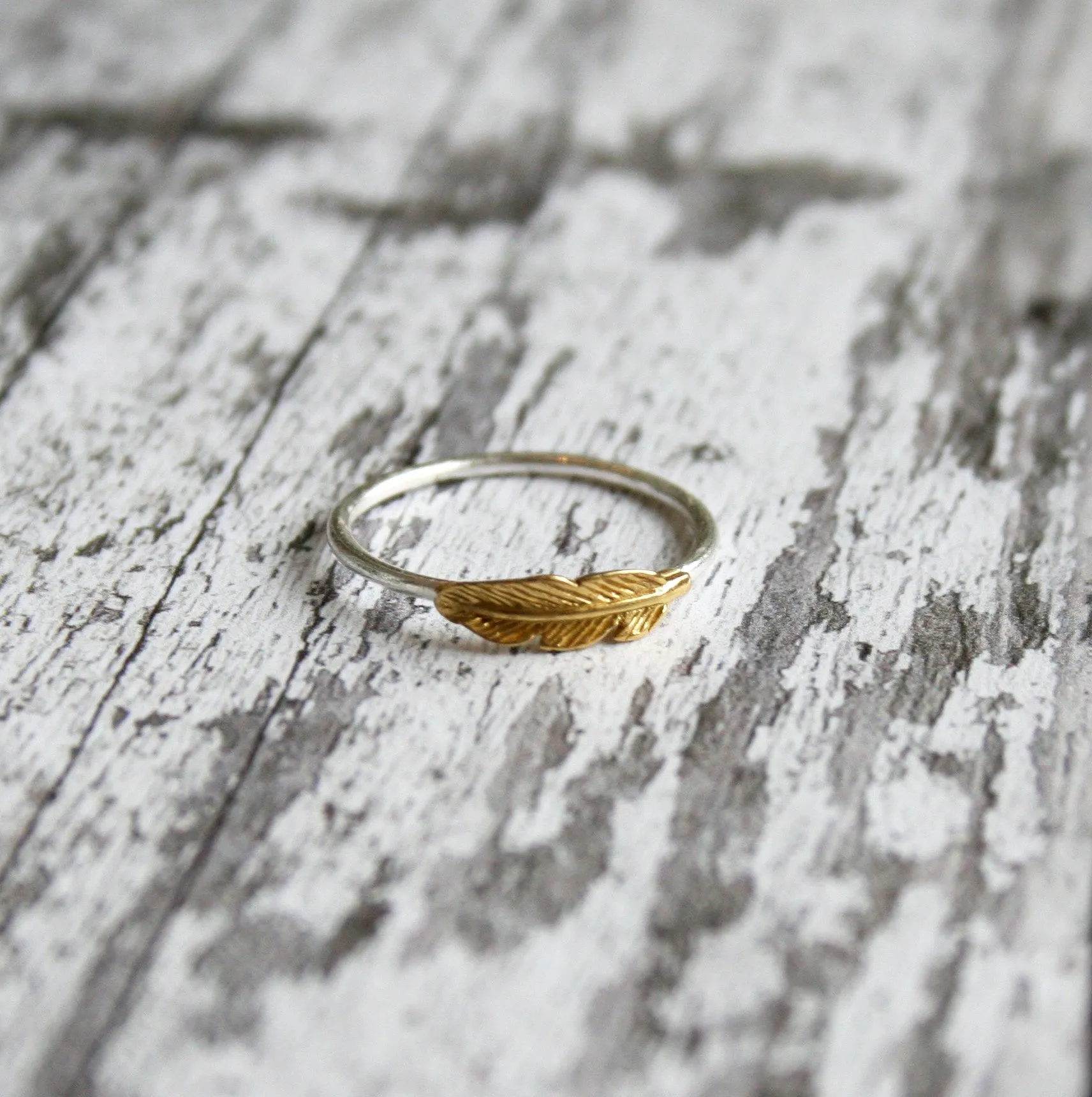 Dainty Sterling Silver Feather Ring