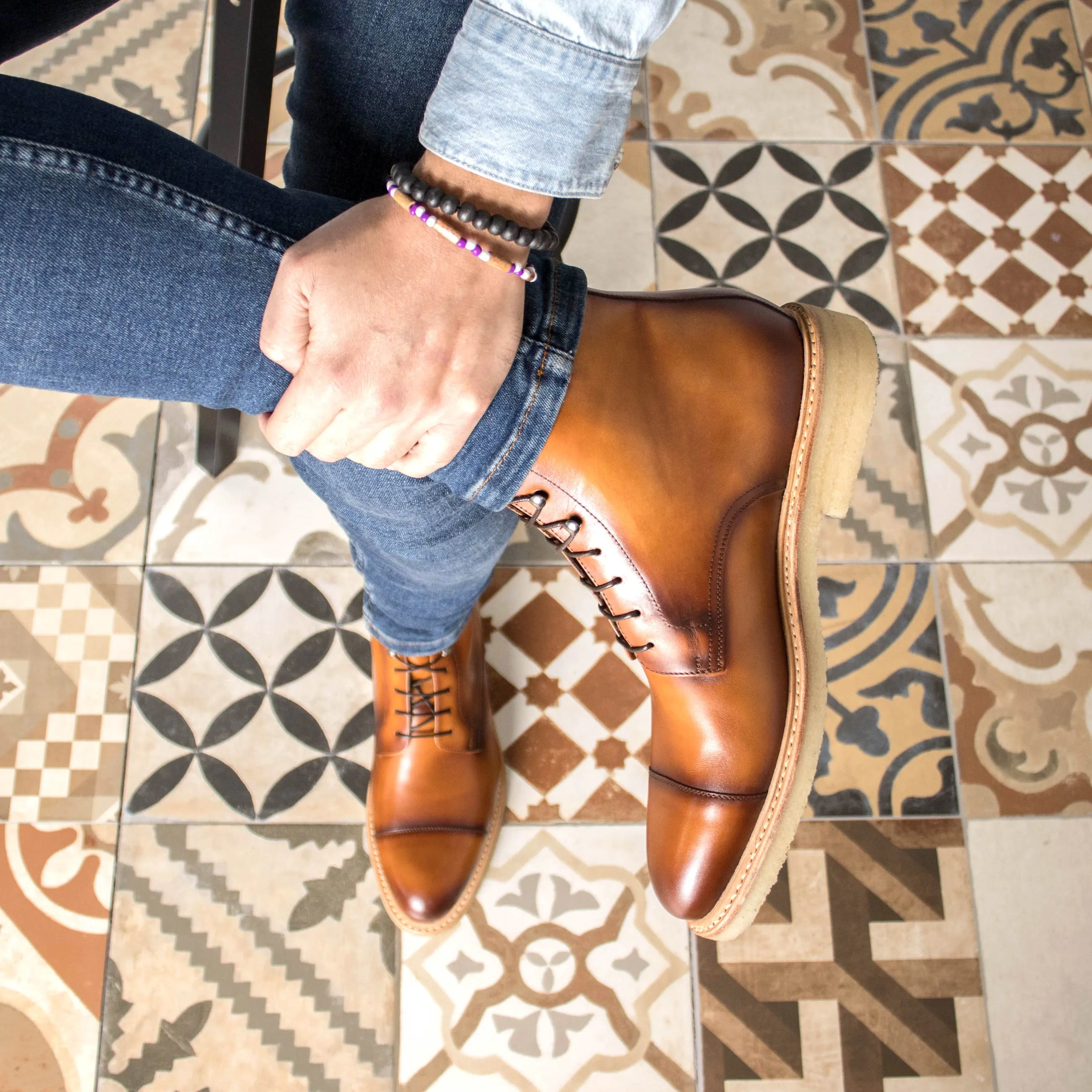 DapperFam Garrison in Cognac Men's Italian Leather Jumper Boot