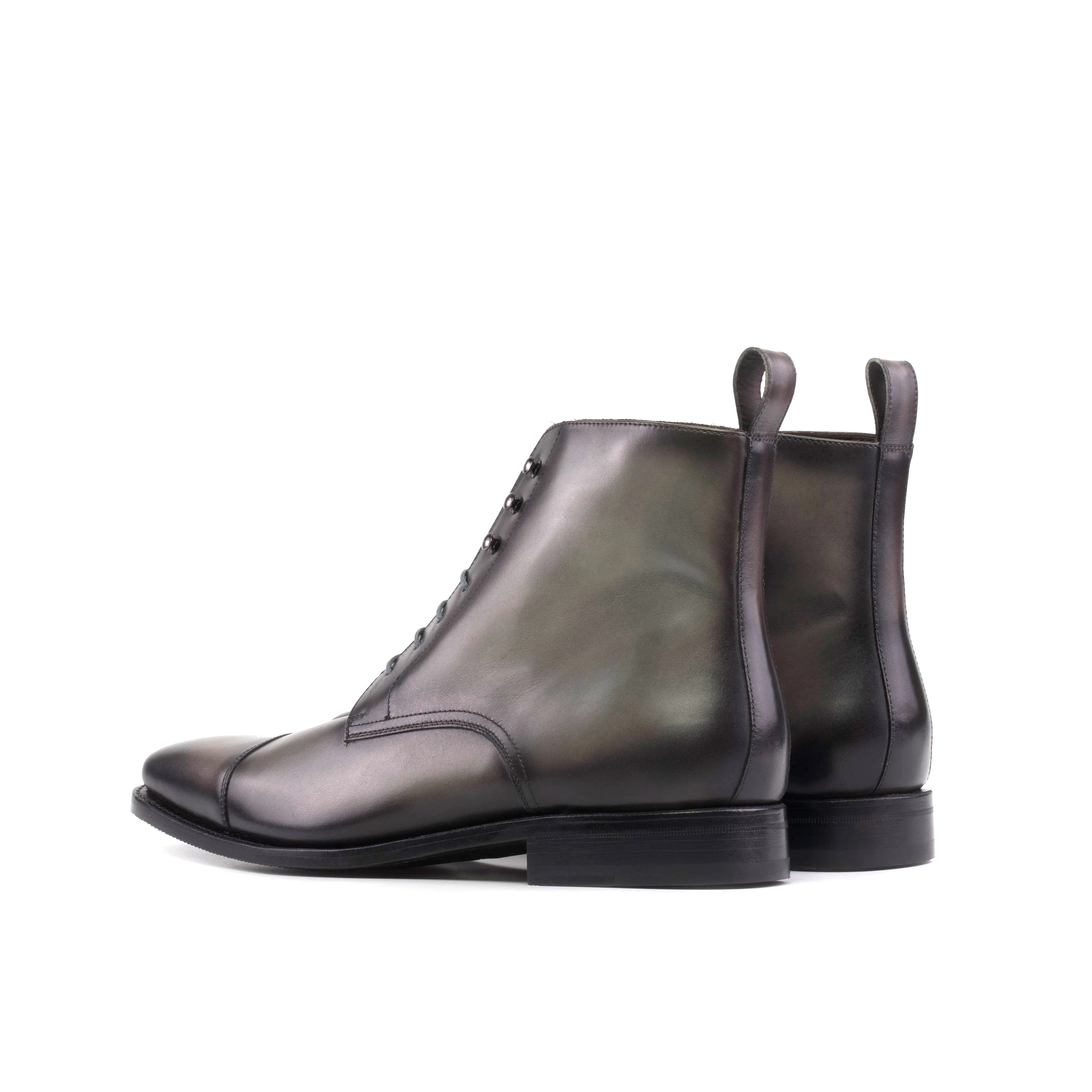 DapperFam Garrison in Dark Grey Men's Italian Leather Jumper Boot