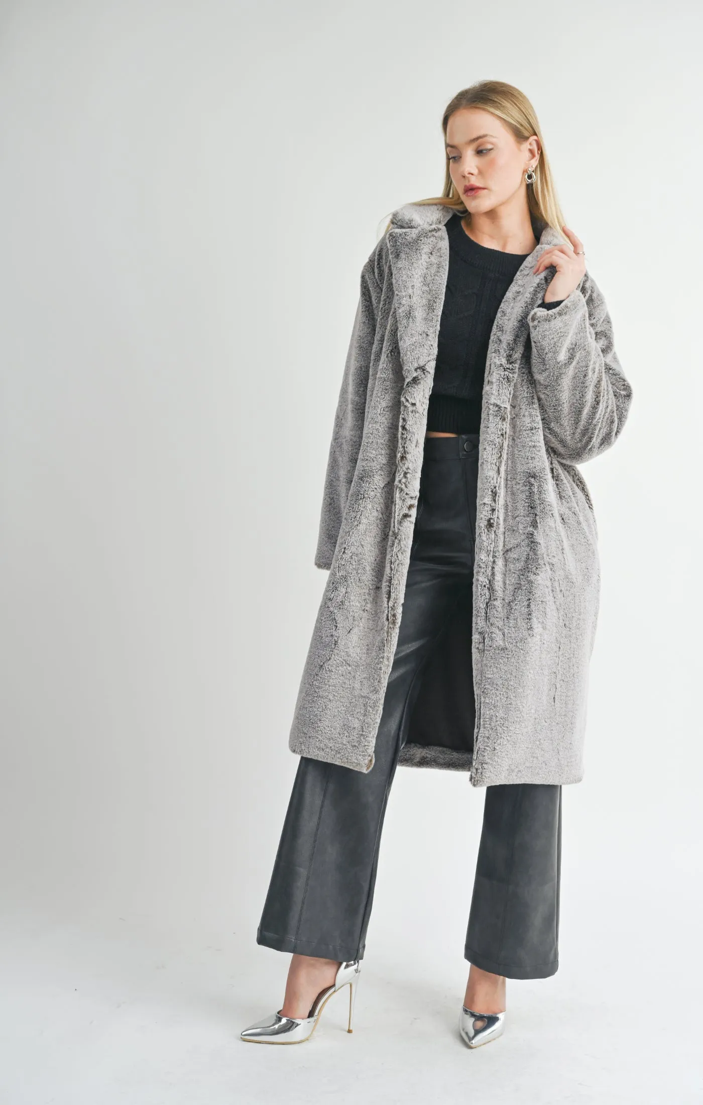 DARING 2 TONE VEGAN FUR COAT