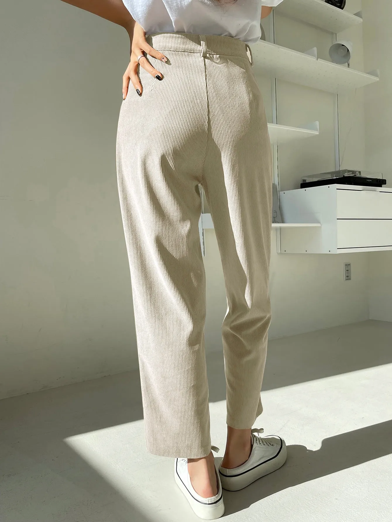 DAZY High Waist Corduroy Straight Leg Pants