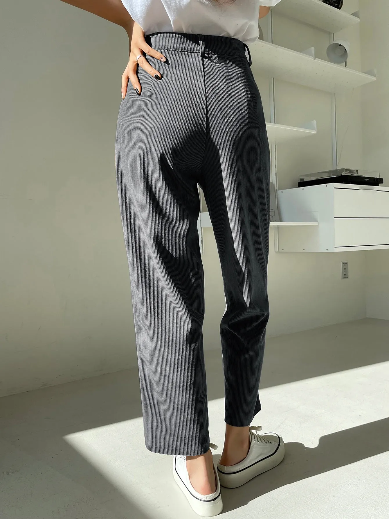 DAZY High Waist Corduroy Straight Leg Pants