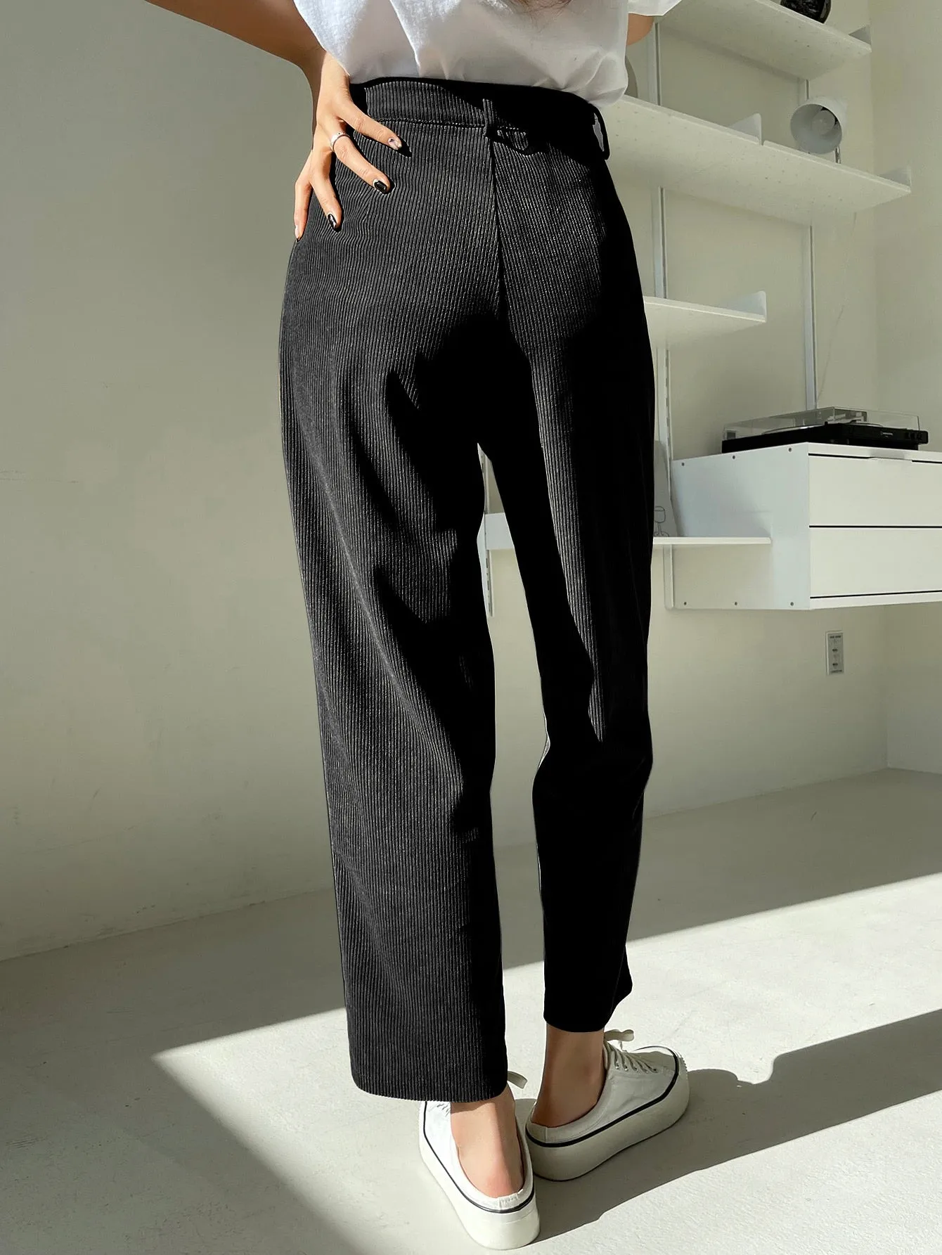 DAZY High Waist Corduroy Straight Leg Pants