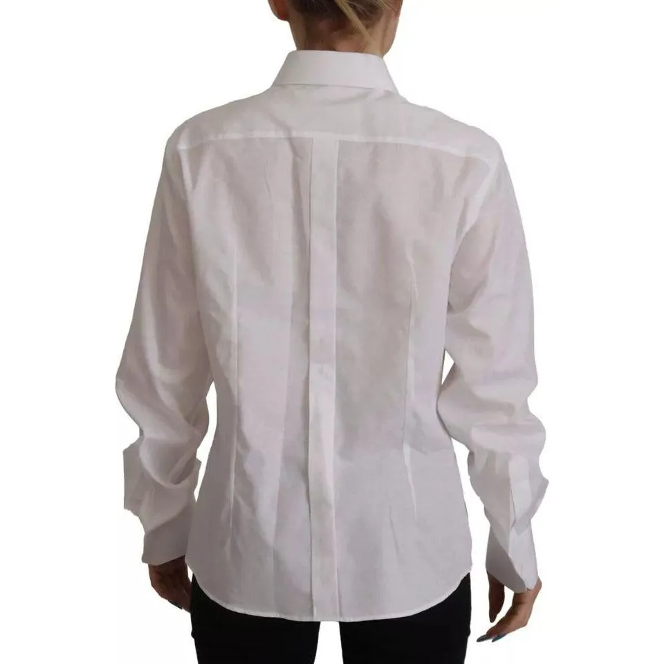 Dolce & Gabbana White Cotton Collared Formal Dress Shirt Top