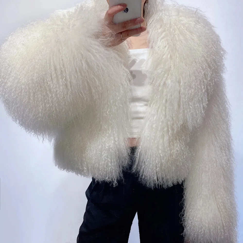 Elegant Genuine Sheep Fur Oversized Coat