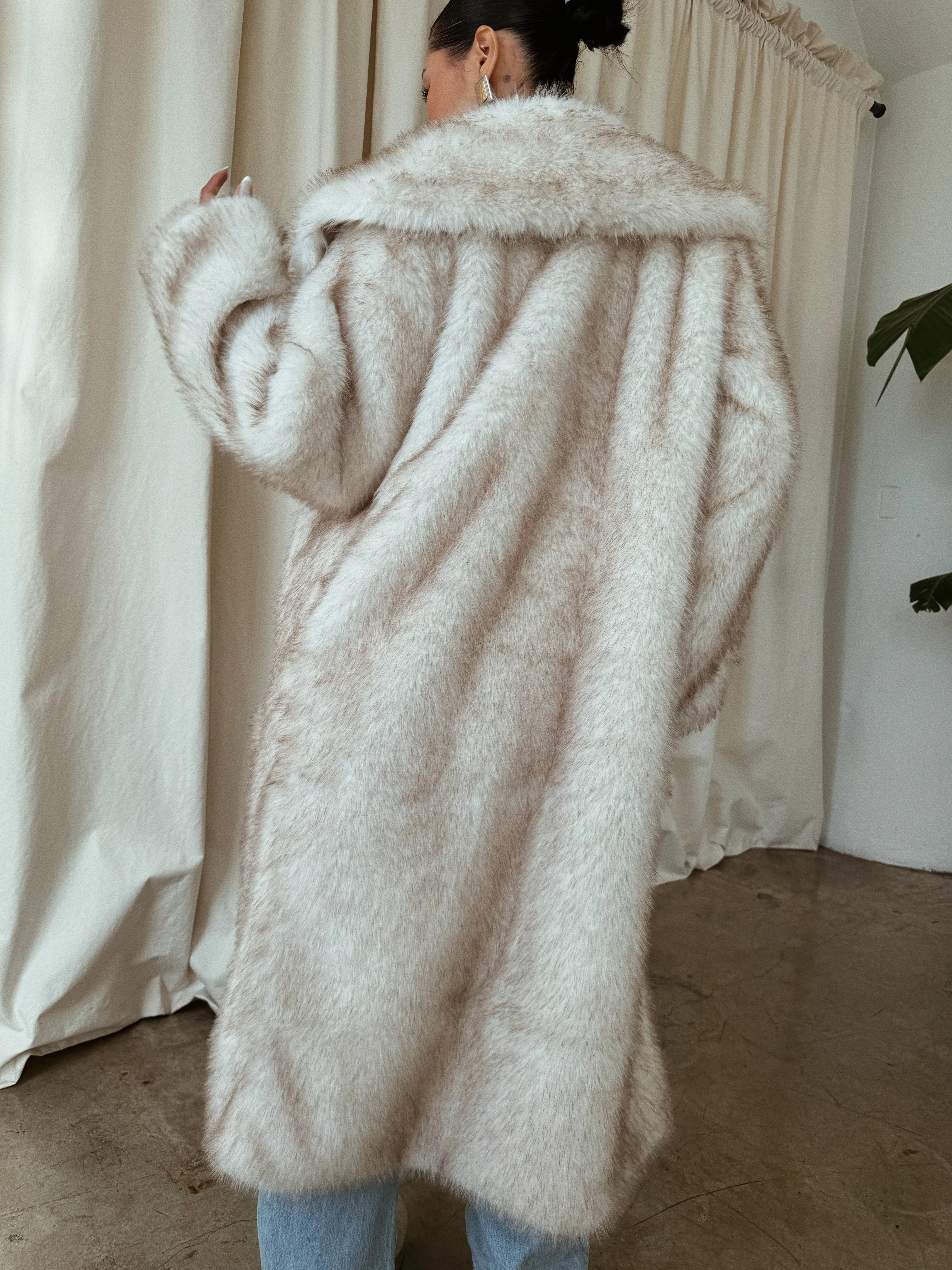 Elina Faux Fur Coat - Cream