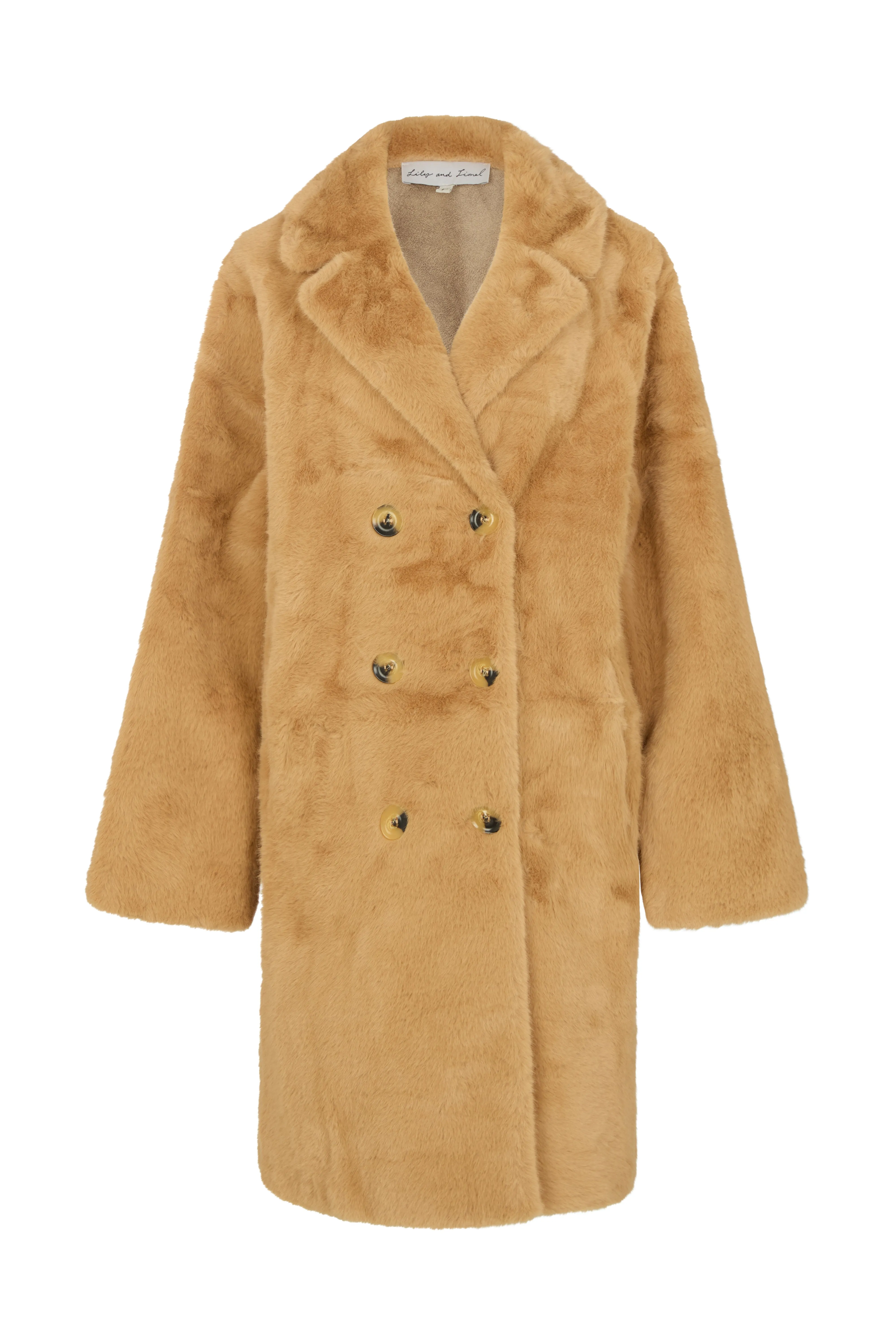 Emma Longline Faux Fur Coat In Brown