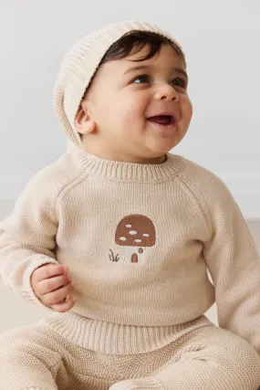 Ethan Jumper - Oatmeal Marle Jacquard Mushroom House