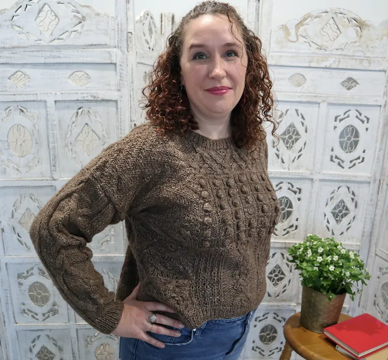 Fair Trade Ethical Cable Patch Wool and Banana Fibre Jumper