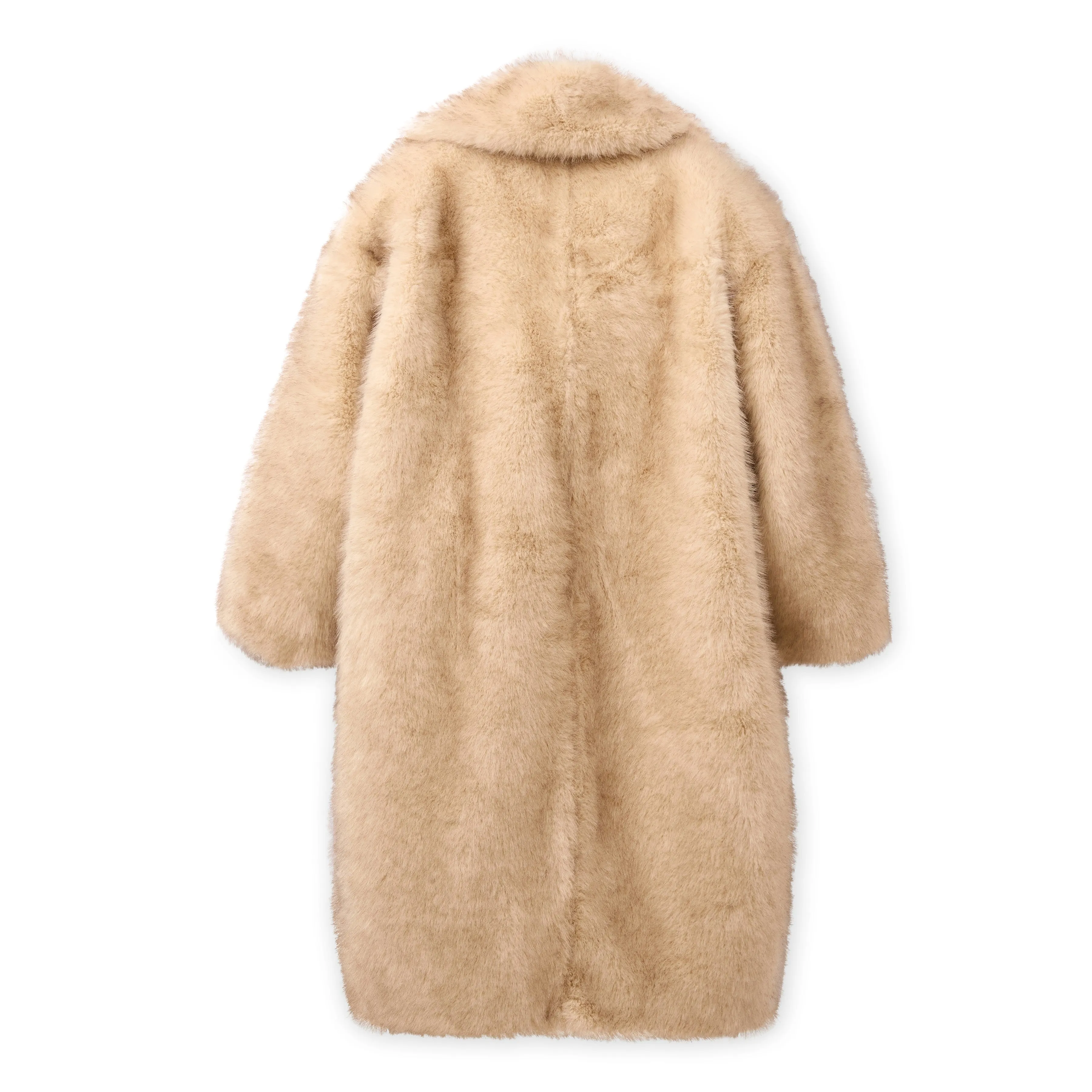 Faux Fur Oversized Long Coat [Light Tan]